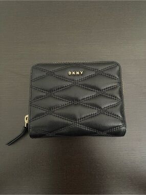 DKNY Lambskin Leather Quilted Zip-Around Compact Wallet